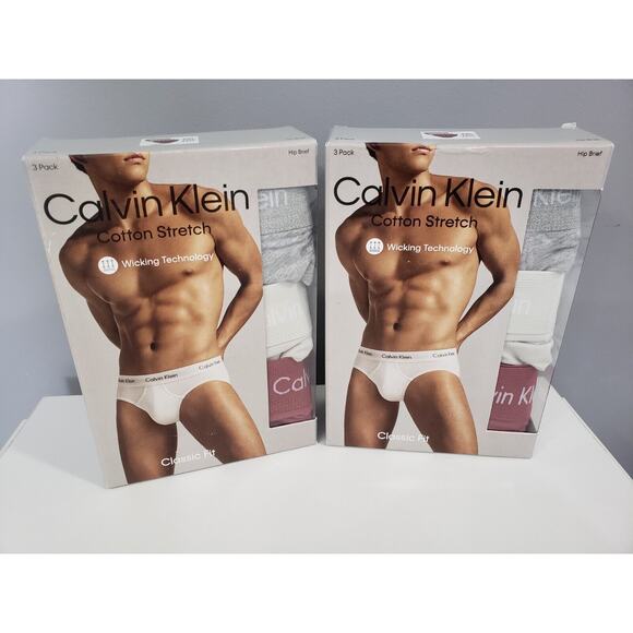 Lot‎ 2 Calvin Klein Classic Fit Cotton Stretch Hip Brief Underwear XXL 3 Pack - Picture 1 of 6